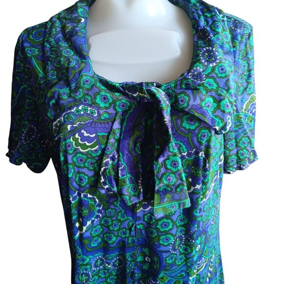 M/L True Vintage 1970's MooMoo Dress Lane Bryant Floral Square Neckline Groovy - Picture 1 of 7